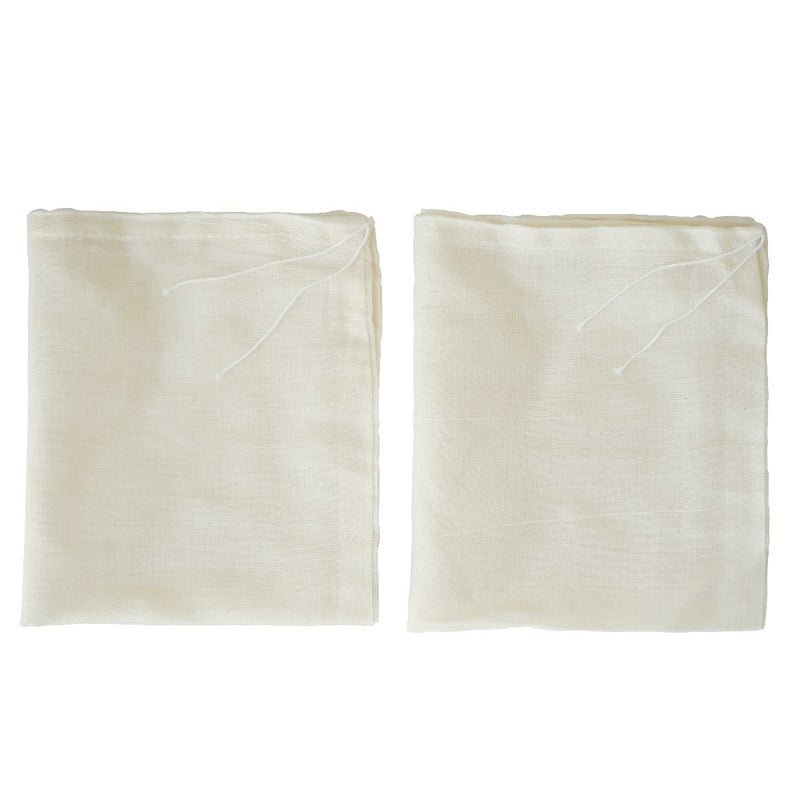 AUXIN Cheesecloth Bags for Straining,Reusable Cold Brew Coffee Cheese Cloths Strainer,Large Nut Milk Tea Juice Bag,100% Natural Cotton Fine Mesh Filter Bags(Medium,2 Pack) - Image 1